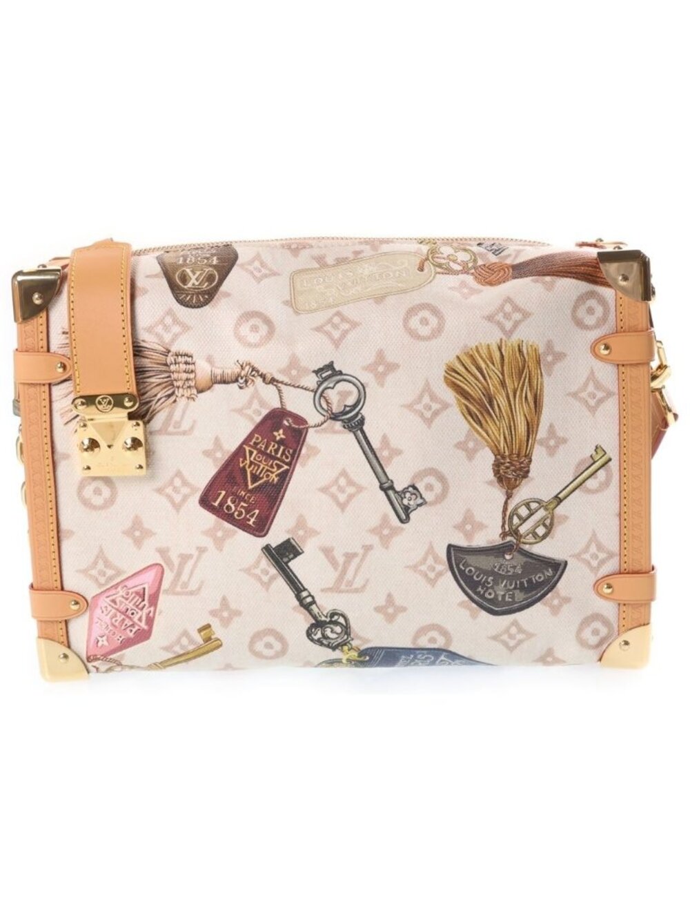 Louis Vuitton Flight Mode Side Trunk GM Shoulder Bag Beige Canvas Leather